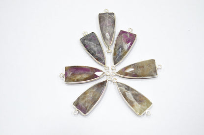 Ruby Rocks Faceted Arrowhead Shape Double Bail Connector , Sold By Piece , 13x35 mm , RB-5863