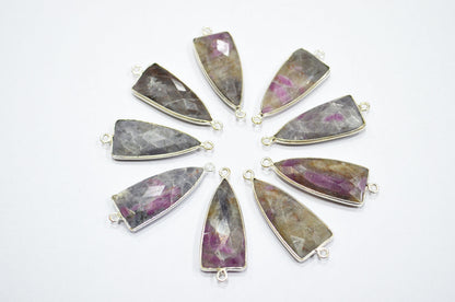 Ruby Rocks Faceted Arrowhead Shape Double Bail Connector , Sold By Piece , 13x35 mm , RB-5863