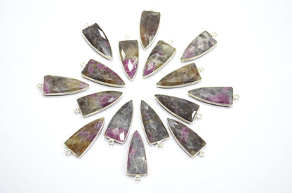 Ruby Rocks Faceted Arrowhead Shape Single Bail Connector , Sold By Piece , 13x32 mm , RB-5864