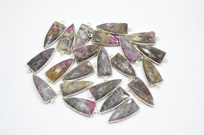 Ruby Rocks Faceted Arrowhead Shape Single Bail Connector , Sold By Piece , 13x32 mm , RB-5864