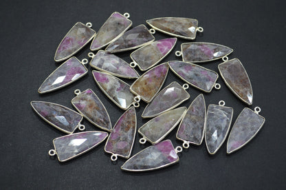 Ruby Rocks Faceted Arrowhead Shape Single Bail Connector , Sold By Piece , 13x32 mm , RB-5864