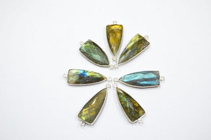 Flashy Labradorite Faceted Arrowhead Shape Double Bail Connector , Sold By Piece , 13x35 mm , RB-5865