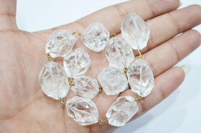 Crystal Hammered Nuggets Shape Rosary Beaded Chain , 18 - 20 mm , RB-5867