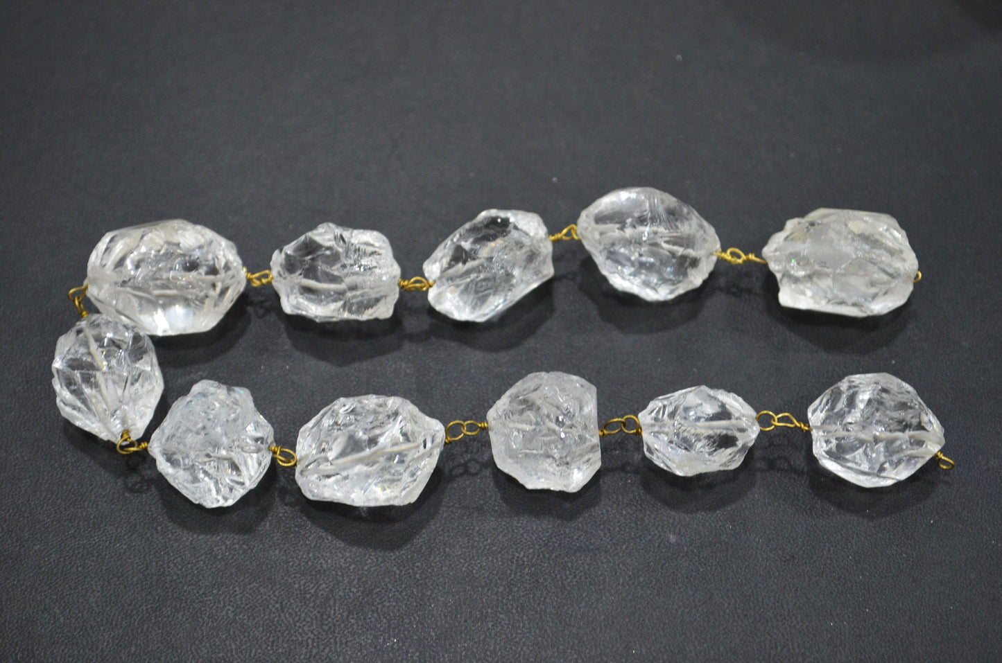 Crystal Hammered Nuggets Shape Rosary Beaded Chain , 18 - 20 mm , RB-5867