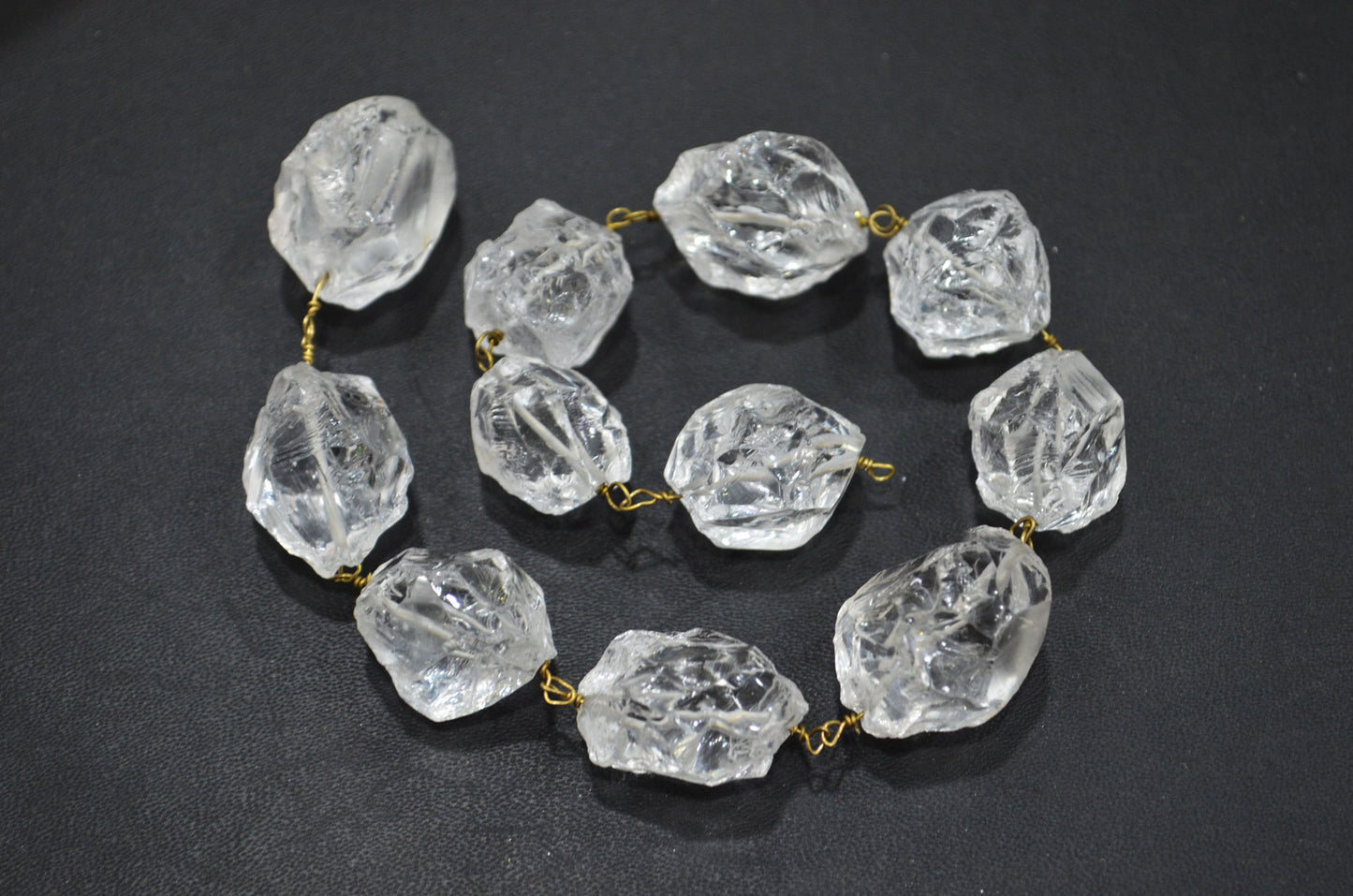 Crystal Hammered Nuggets Shape Rosary Beaded Chain , 18 - 20 mm , RB-5867