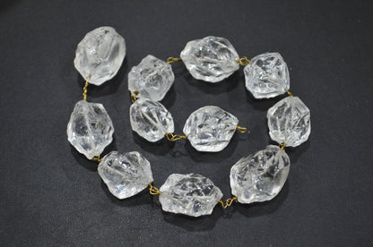 Crystal Hammered Nuggets Shape Rosary Beaded Chain , 18 - 20 mm , RB-5867