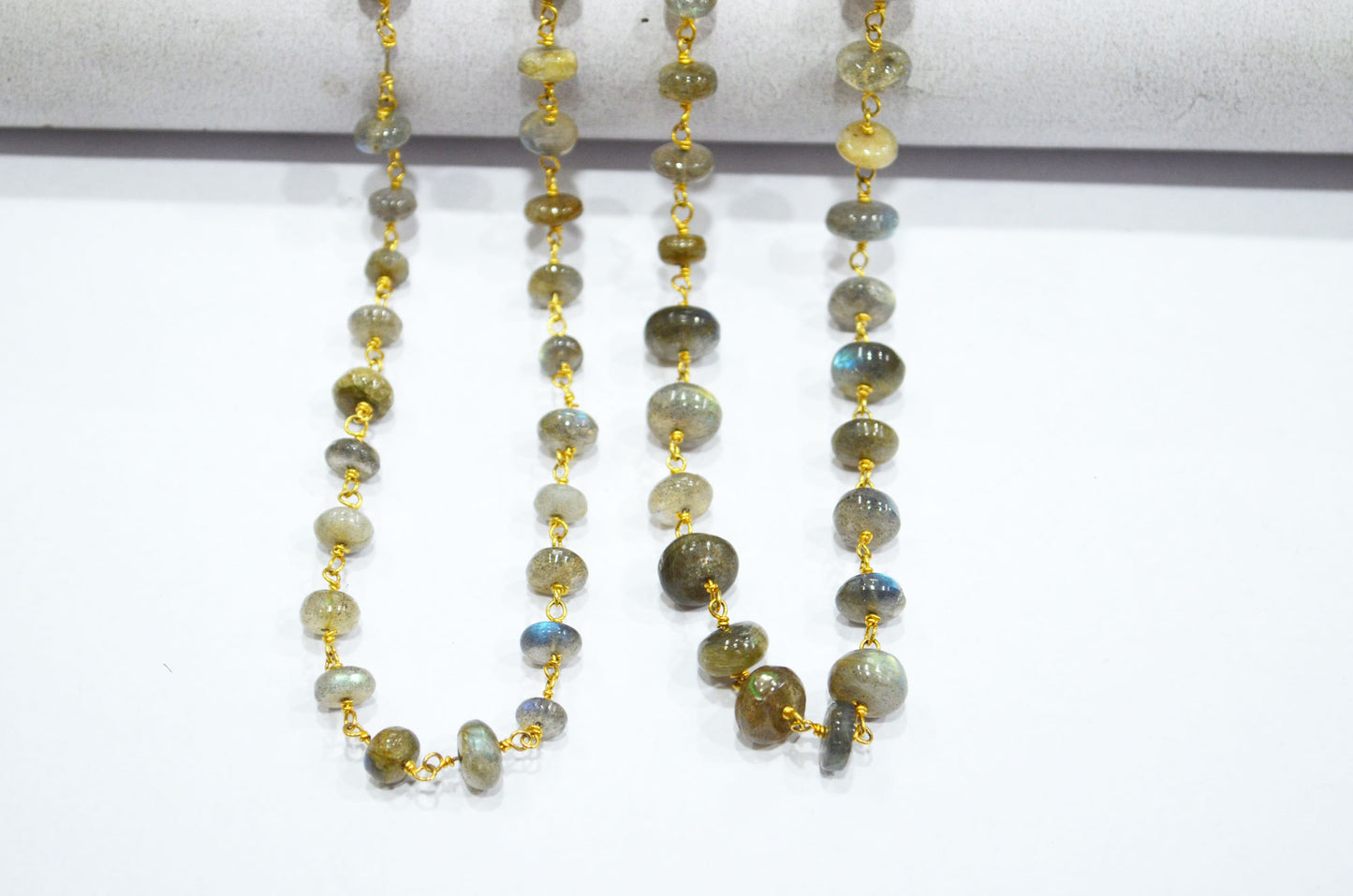 Labradorite Smooth Uneven Rondelle Shape Rosary Beaded Chain , Sold By Foot , 8 - 11.50 mm , RB-5869