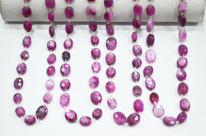 Ruby Colored Moonstone Faceted Oval Shape Rosary Beaded Chain , 10 - 13 mm , RB-5872