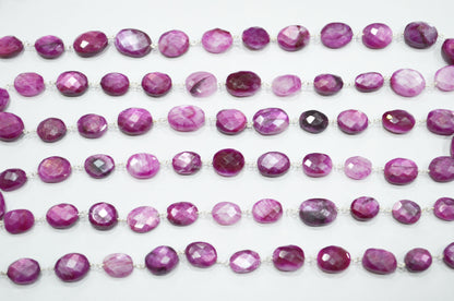 Ruby Colored Moonstone Faceted Oval Shape Rosary Beaded Chain , 10 - 13 mm , RB-5872