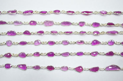 Mozambique Ruby Free Form Shape Connector Chain , 5 - 10 mm , RB-5873