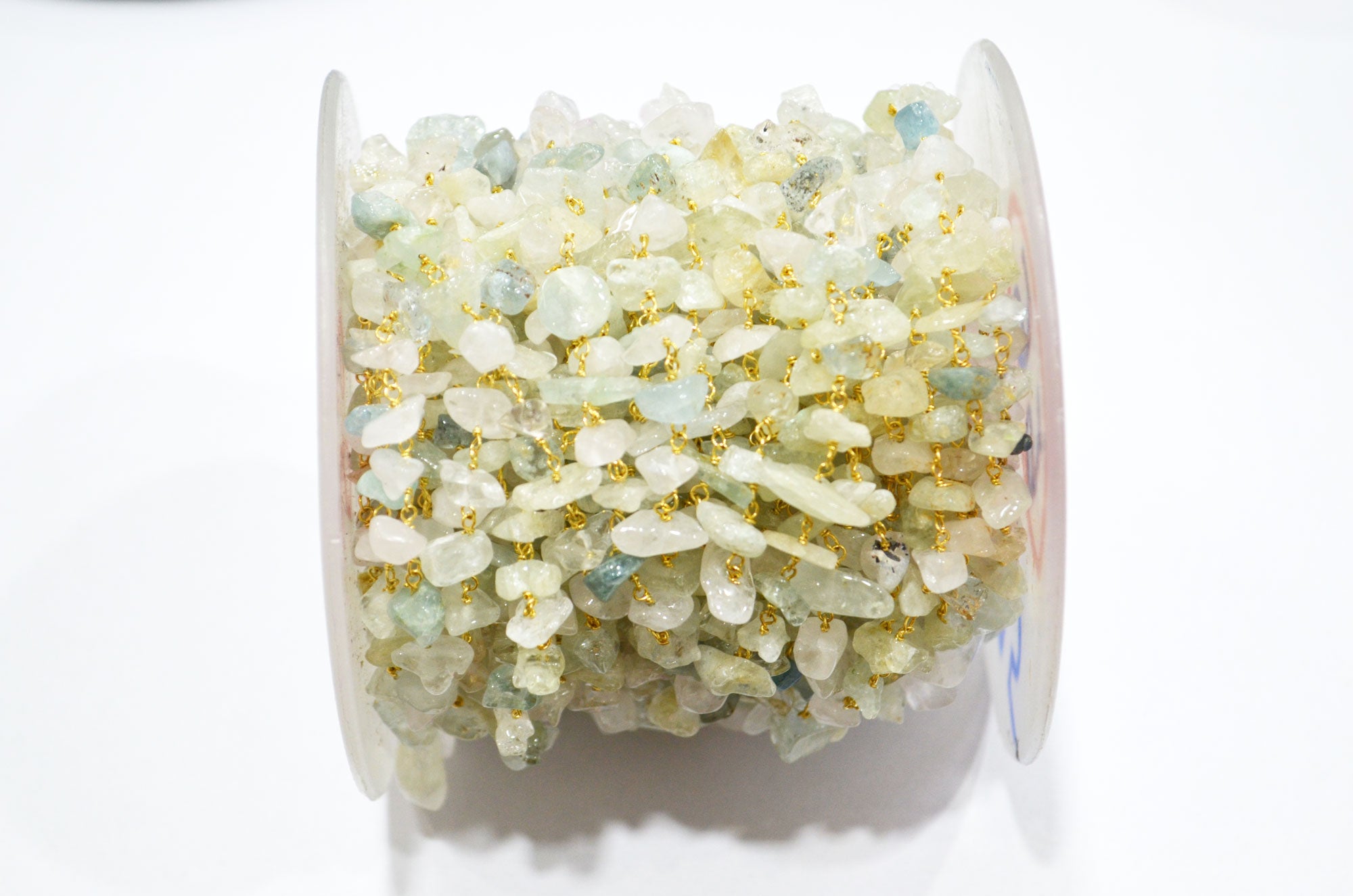 Aquamarine Smooth Rough Nuggets Chips Shape Rosary Beaded Chain , 2 - 9 mm , RB-5875