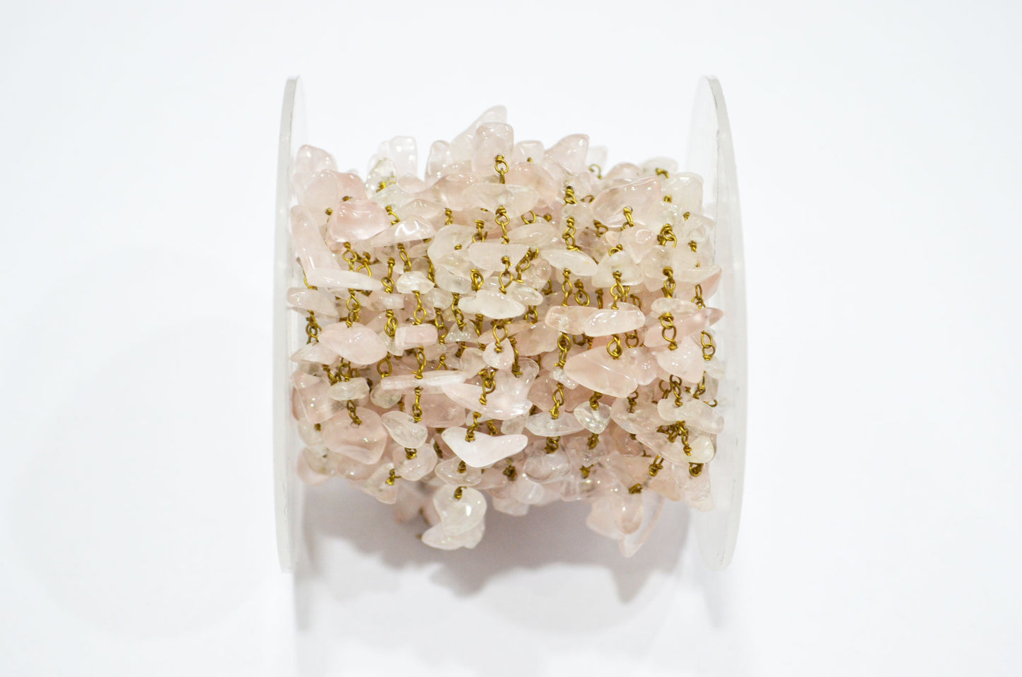 Rose Quartz Smooth Irregular Flat Chips Shape Rosary Beaded Chain , 2 - 9 mm , RB-5876