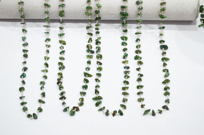 Green Aventurine Smooth Irregular Flat Chips Shape Rosary Beaded Chain , 3 - 5 mm , RB-5877