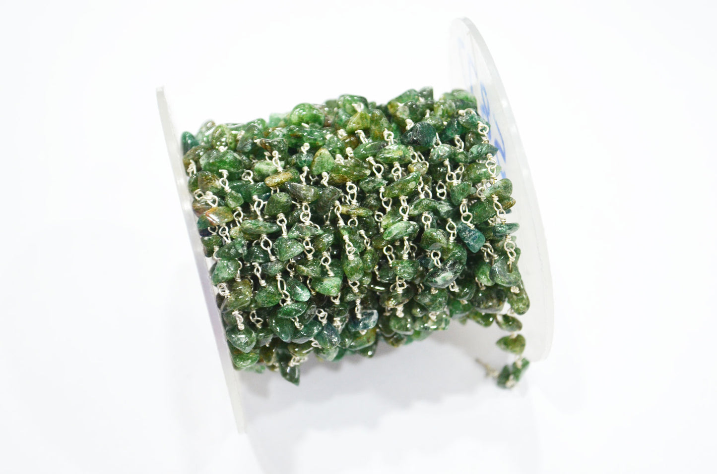 Green Aventurine Smooth Irregular Flat Chips Shape Rosary Beaded Chain , 3 - 5 mm , RB-5877