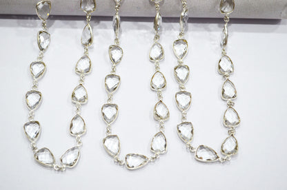 Crystal Hydro Quartz Faceted Trillion Shape Connector Chain , 10x13 mm , RB-5882