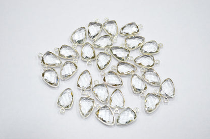 Crystal Hydro Quartz Faceted Trillion Shape Connector , Sold By Piece , 10x13 mm , RB-5882A