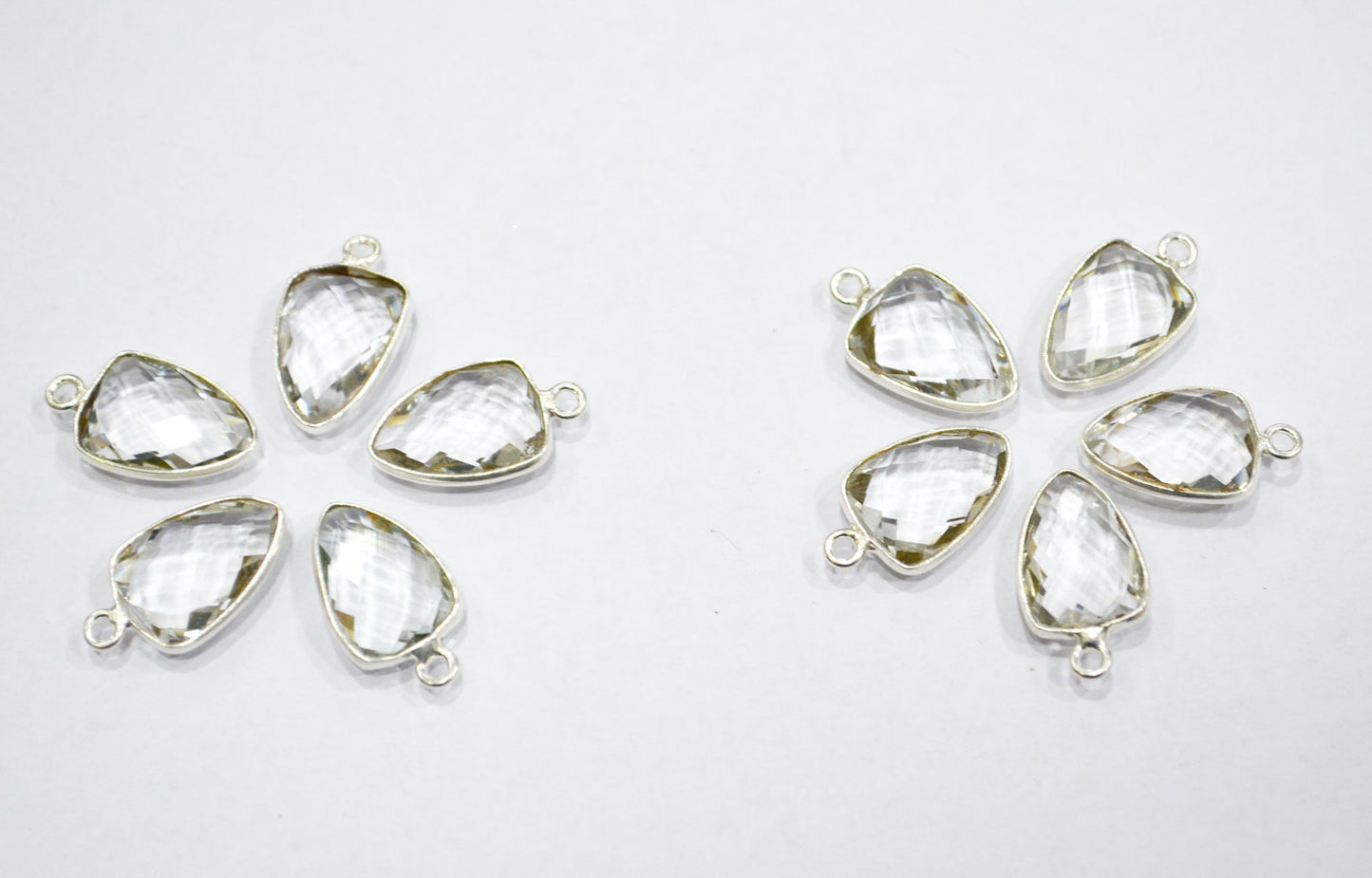 Crystal Hydro Quartz Faceted Trillion Shape Connector , Sold By Piece , 10x13 mm , RB-5882A