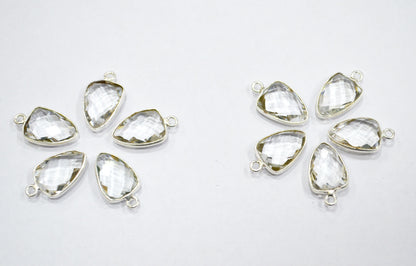 Crystal Hydro Quartz Faceted Trillion Shape Connector , Sold By Piece , 10x13 mm , RB-5882A