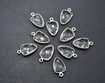 Crystal Hydro Quartz Faceted Trillion Shape Connector , Sold By Piece , 10x13 mm , RB-5882A