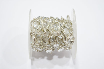 Crystal Hydro Quartz Faceted Trillion Shape Connector Chain , 10x13 mm , RB-5882