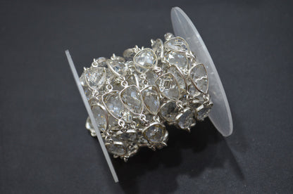 Crystal Hydro Quartz Faceted Trillion Shape Connector Chain , 10x13 mm , RB-5882