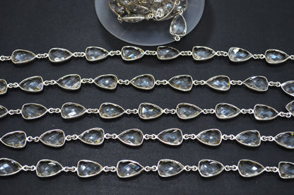 Crystal Hydro Quartz Faceted Trillion Shape Connector Chain , 10x13 mm , RB-5882