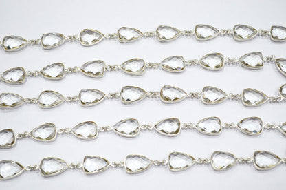Crystal Hydro Quartz Faceted Trillion Shape Connector Chain , 10x13 mm , RB-5882