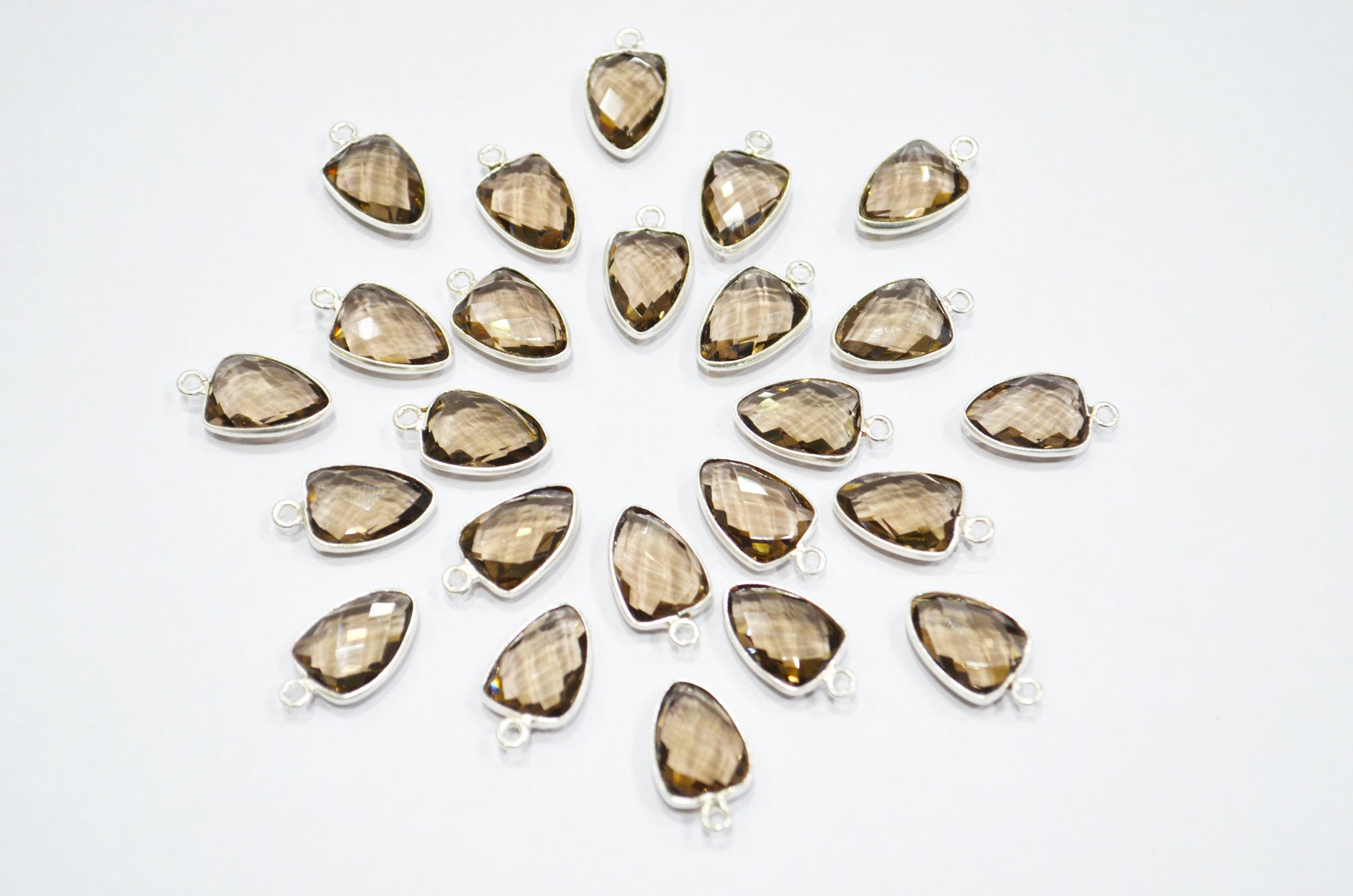 Smoky Hydro Glass Trillion Shape Single Bail Connector , Sold By Piece , 10x13 mm , RB-5883A