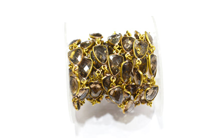 Smoky Hydro Quartz Faceted Trillion Shape Connector Chain , 10x13 mm , RB-5883