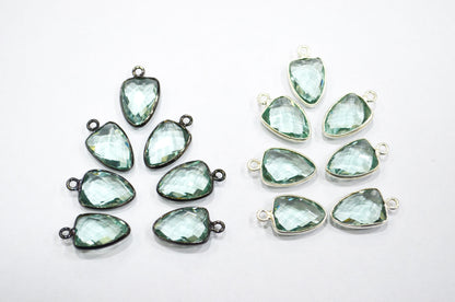 Green Amethyst Hydro Glass Trillion Shape Connector , Sold By Piece , 10x13 mm , RB-5884A