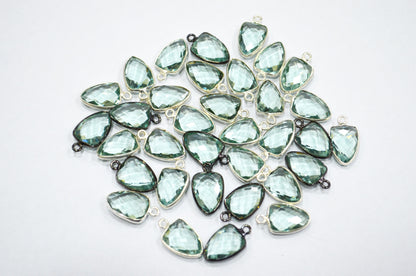 Green Amethyst Hydro Glass Trillion Shape Connector , Sold By Piece , 10x13 mm , RB-5884A