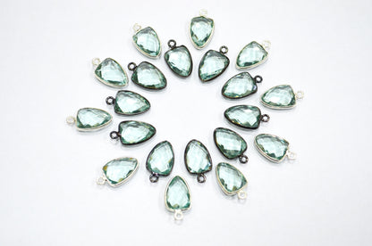 Green Amethyst Hydro Glass Trillion Shape Connector , Sold By Piece , 10x13 mm , RB-5884A