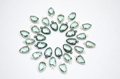 Green Amethyst Hydro Glass Trillion Shape Connector , Sold By Piece , 10x13 mm , RB-5884A