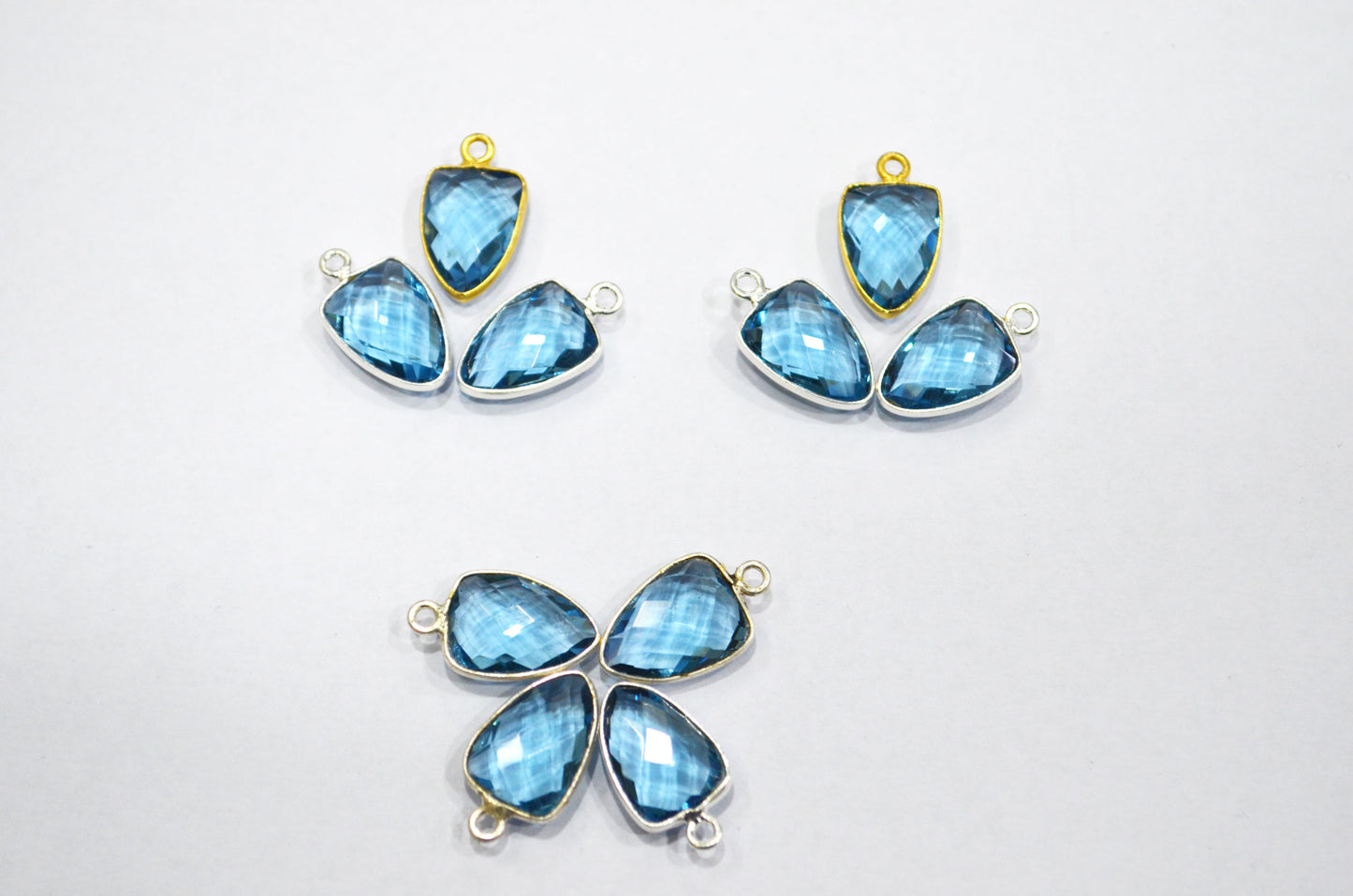 London Blue Color Hydro Glass Trillion Shape Connector , Sold By Piece , 10x13 mm , RB-5885A