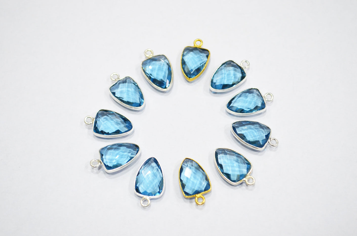 London Blue Color Hydro Glass Trillion Shape Connector , Sold By Piece , 10x13 mm , RB-5885A