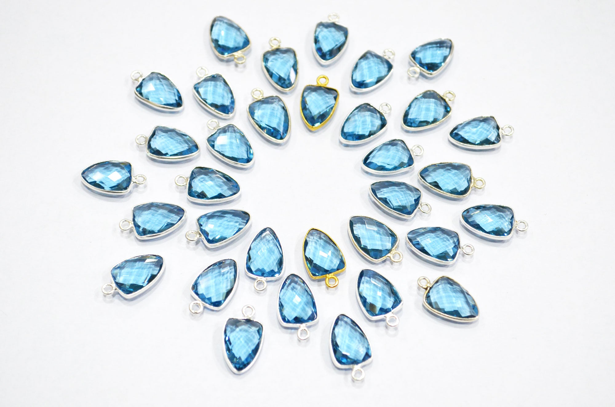 London Blue Color Hydro Glass Trillion Shape Connector , Sold By Piece , 10x13 mm , RB-5885A