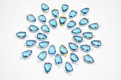 London Blue Color Hydro Glass Trillion Shape Connector , Sold By Piece , 10x13 mm , RB-5885A