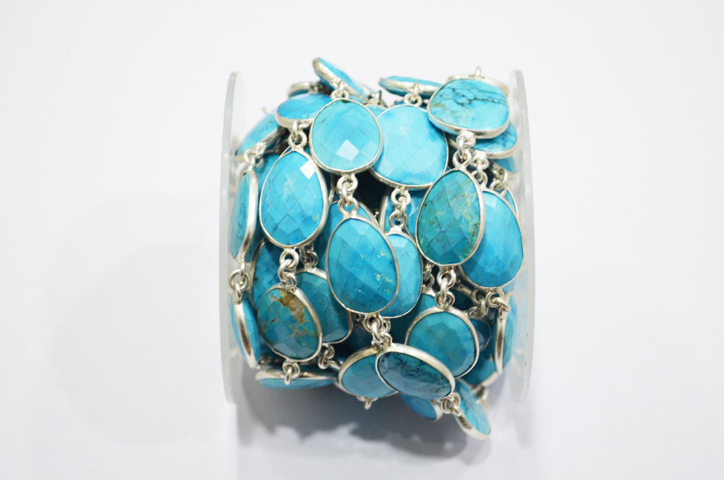 Howlite Turquoise Faceted Free Form Shape Connector Chain , 13 - 18 mm , RB-5888