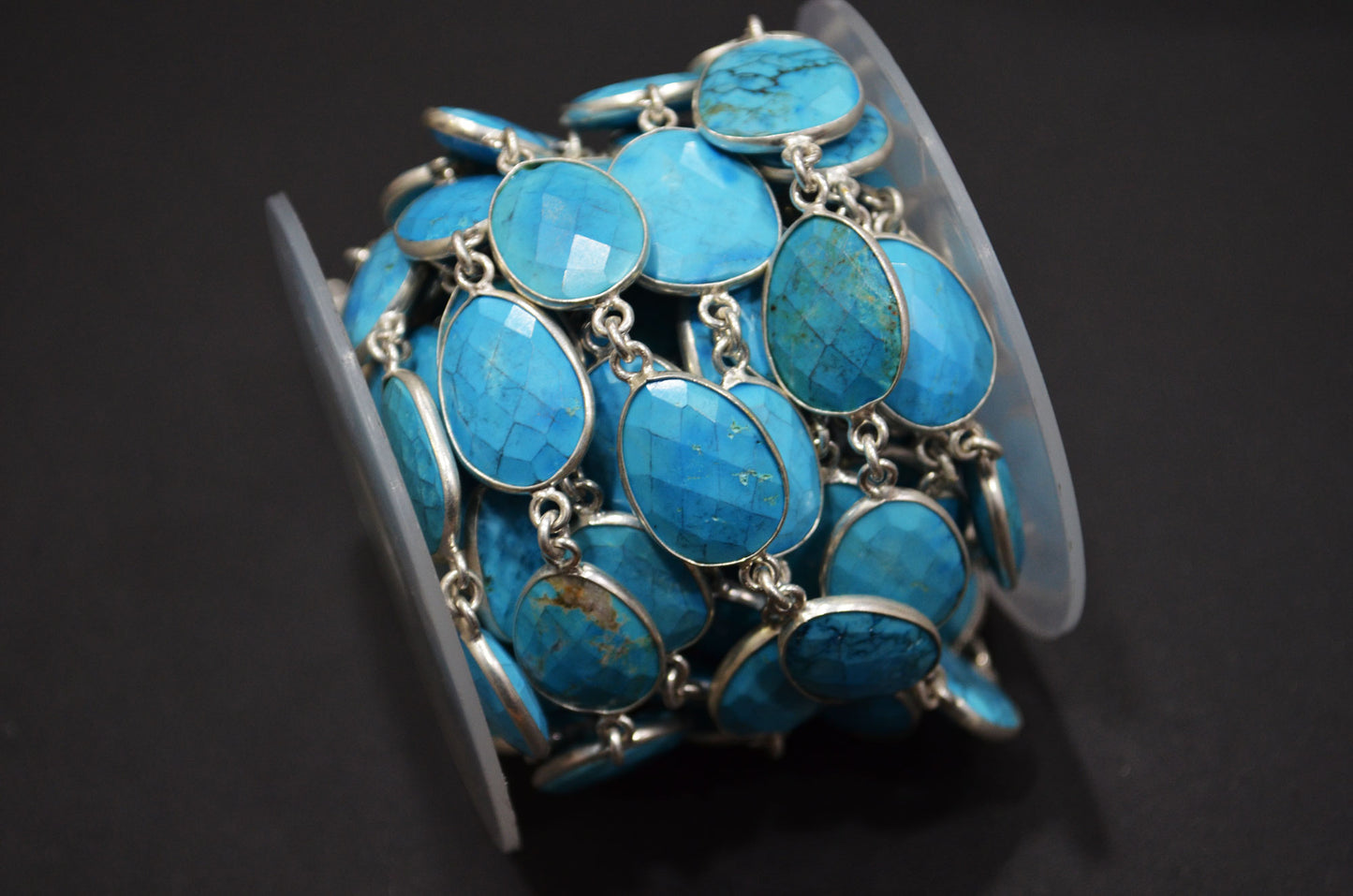 Howlite Turquoise Faceted Free Form Shape Connector Chain , 13 - 18 mm , RB-5888