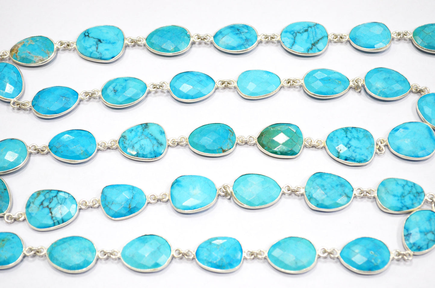 Howlite Turquoise Faceted Free Form Shape Connector Chain , 13 - 18 mm , RB-5888