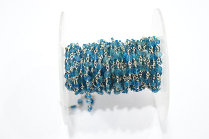 Neon Apatite Smooth Coin Shape Rosary Beaded Chain , 3.50 mm , RB-5892