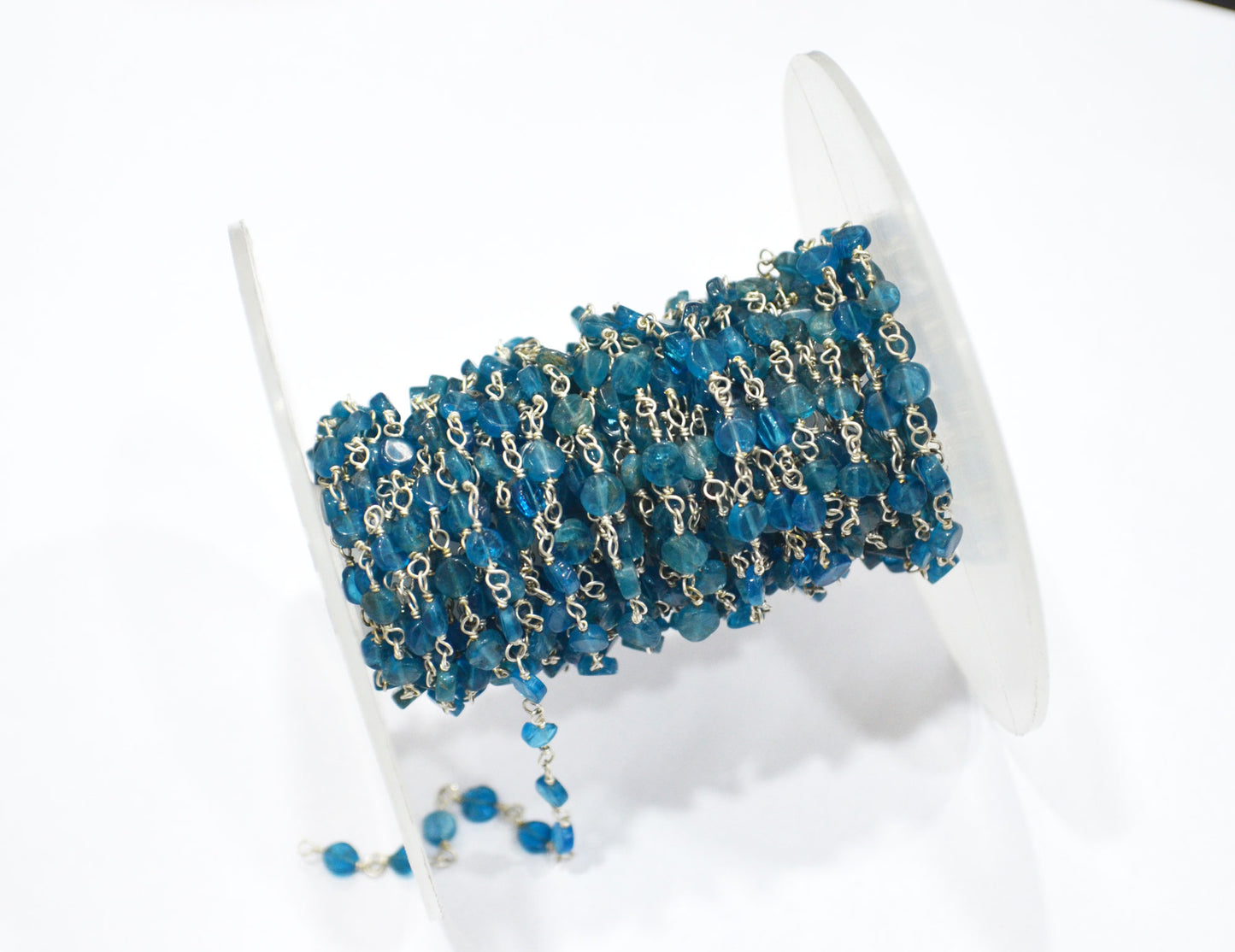 Neon Apatite Smooth Coin Shape Rosary Beaded Chain , 3.50 mm , RB-5892