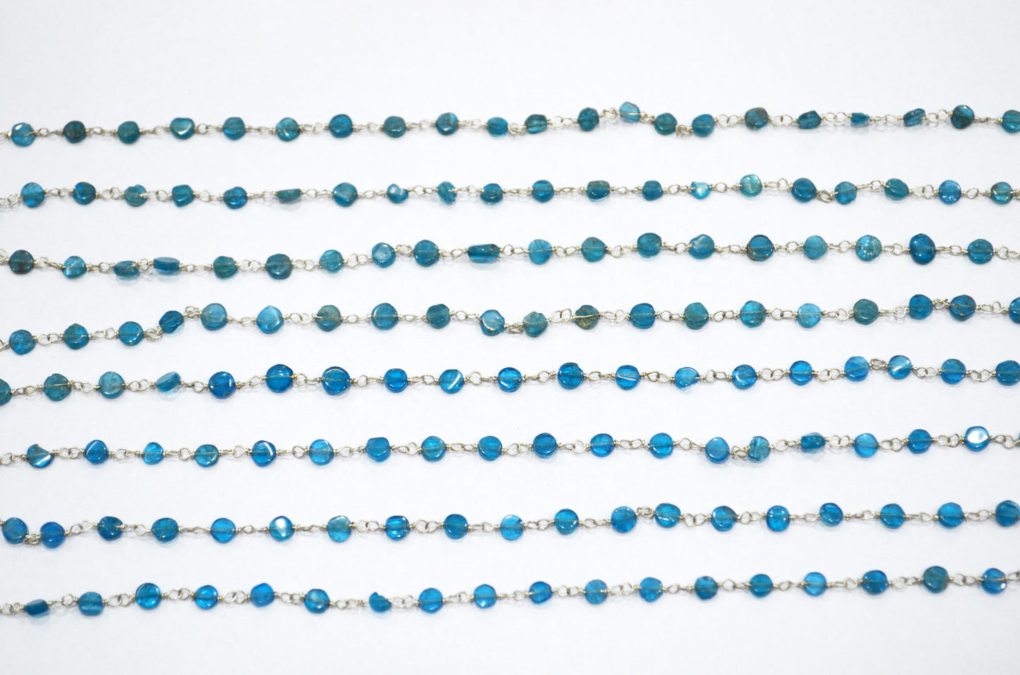 Neon Apatite Smooth Coin Shape Rosary Beaded Chain , 3.50 mm , RB-5892