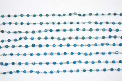 Neon Apatite Smooth Coin Shape Rosary Beaded Chain , 3.50 mm , RB-5892