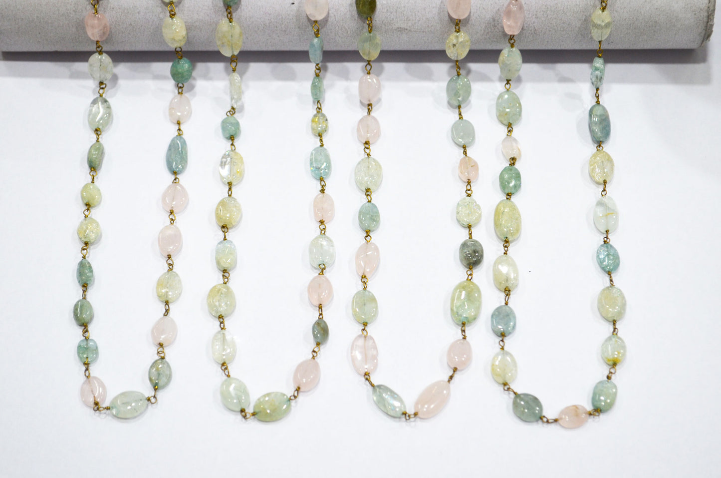 Multi Aquamarine Smooth Uneven Oval Shape Rosary Beaded Chain , 4x6 - 6x10 mm , RB-5893