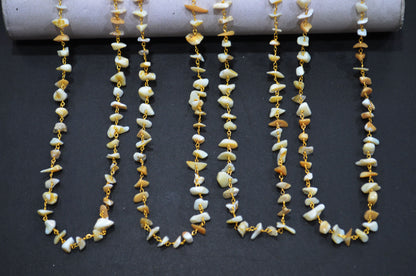 White African Opal Smooth Irregular Flat Chips Shape Rosary Beaded Chain , 2 - 5 mm , RB-5894