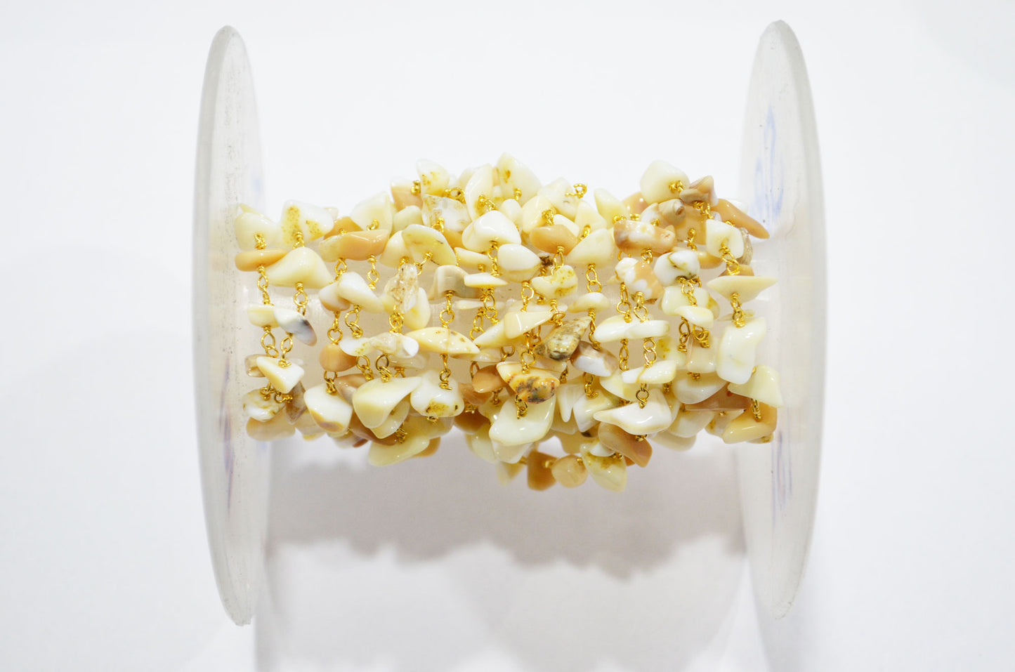 White African Opal Smooth Irregular Flat Chips Shape Rosary Beaded Chain , 2 - 5 mm , RB-5894