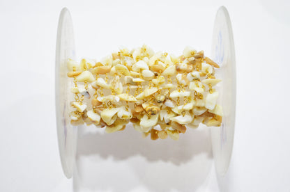 White African Opal Smooth Irregular Flat Chips Shape Rosary Beaded Chain , 2 - 5 mm , RB-5894