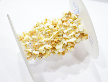 White African Opal Smooth Irregular Flat Chips Shape Rosary Beaded Chain , 2 - 5 mm , RB-5894