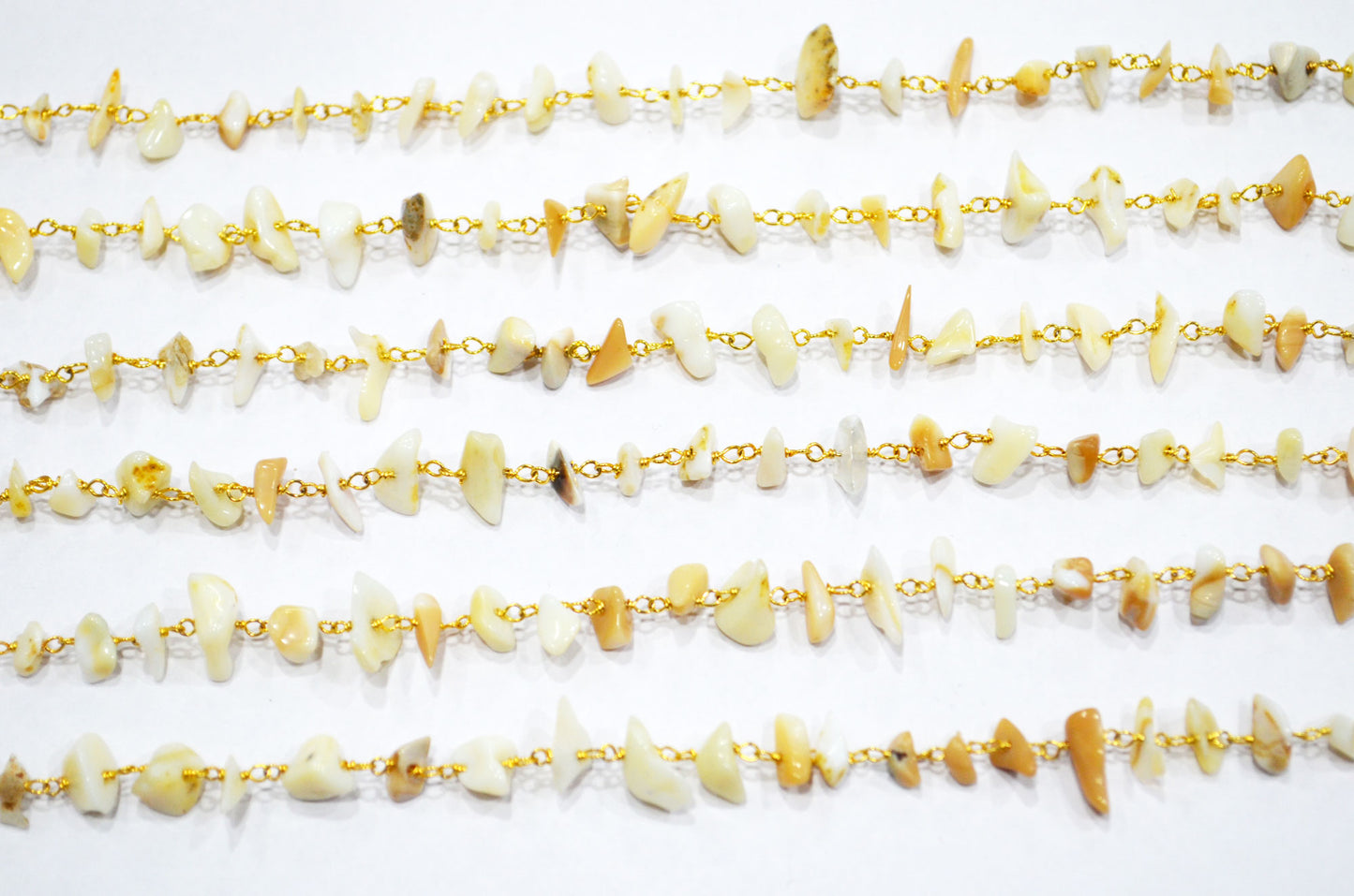 White African Opal Smooth Irregular Flat Chips Shape Rosary Beaded Chain , 2 - 5 mm , RB-5894